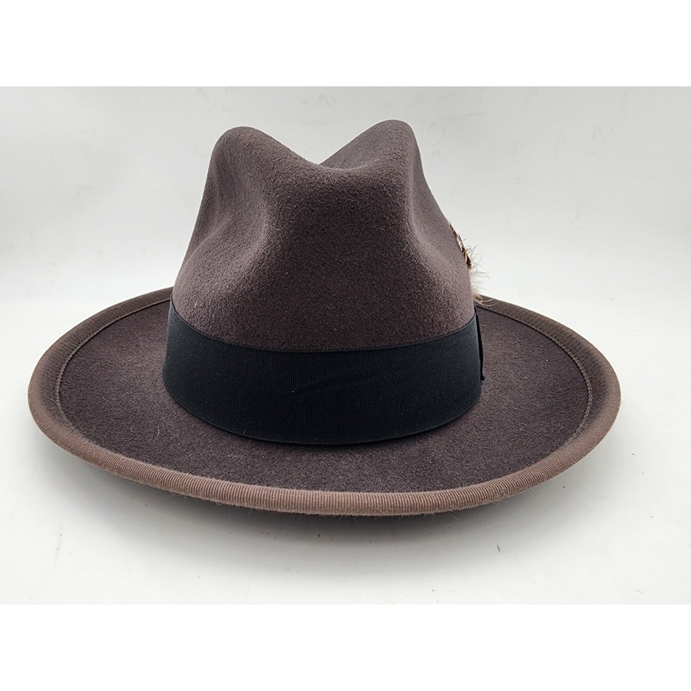 Stacy Adam's Black Grey Wool Godfather Hat Size M Made In USA - Picture 4 of 11